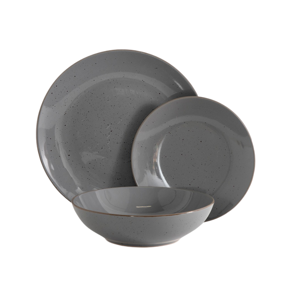 Vajilla de 12 piezas elemental gris