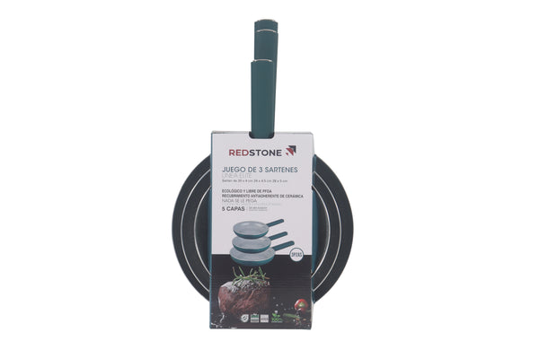 Juego de sartenes de 20, 24 Y 28cm verde
