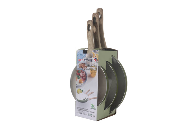 Set de sartenes terra 20cm, 24cm y 28cm verdes